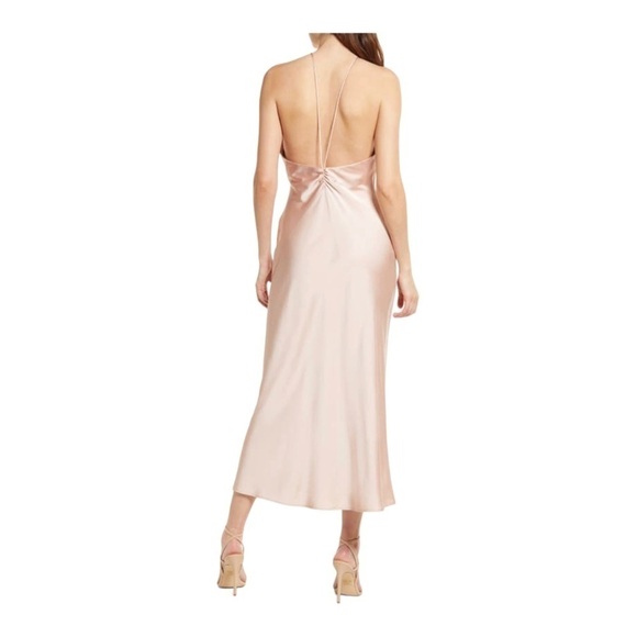 NWT SIGNIFICANT OTHER Vienna Halter Neck Open Back Midi Dress Blush Pink US 10 - Picture 6 of 14